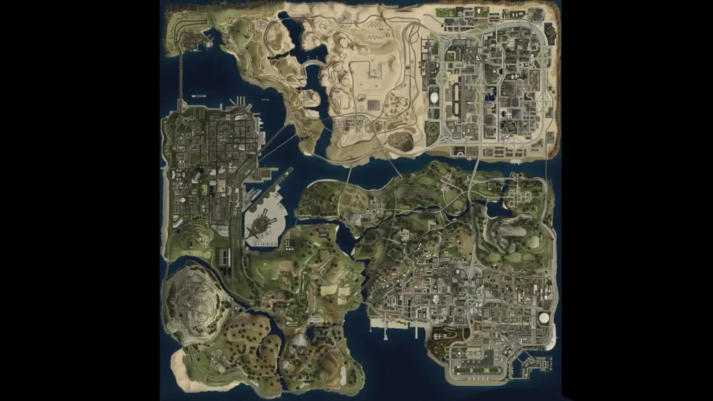 All GTA San Andreas Maps | Cities, Towns & Unique Locations 12 GTA San Andreas Satellite Map